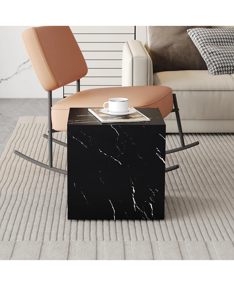 Streamdale 15.7" Black Marble Mdf Coffee Table Luxurious Living Room Accent