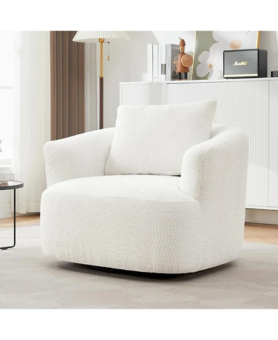 Streamdale Furniture 360° Swivel Accent Chair Sofa with Throw Pillow, Light Gray