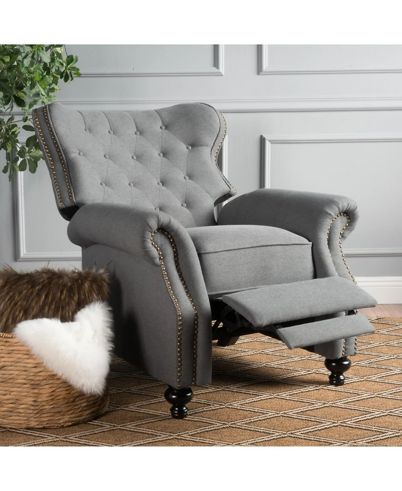 Streamdale Charcoal Push Back Recliner with Rolled Arms