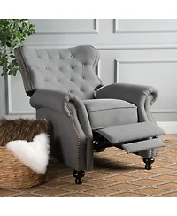Streamdale Charcoal Push Back Recliner with Rolled Arms