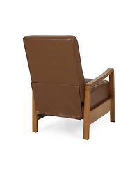 Streamdale Furniture Streamdale Faux Leather Wood Hand Manual Club Recliner