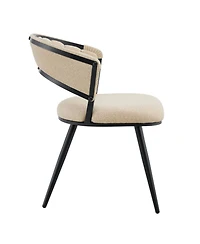 Streamdale Set of 2 Beige Velvet Dining Chairs with Black Legs