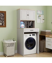 Streamdale Furniture Over the Washer and Dryer Storage Cabinet - Antique White