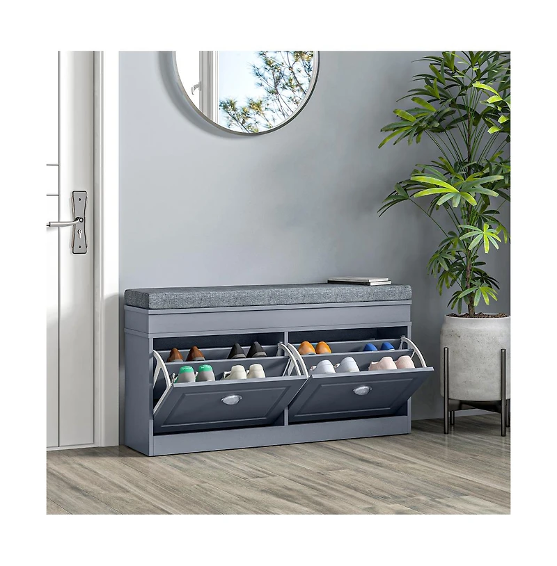 Slickblue Modern Shoe Bench with Cushion and Storage