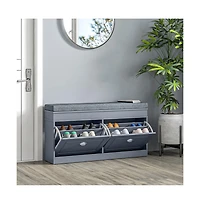 Slickblue Modern Shoe Bench with Cushion and Storage