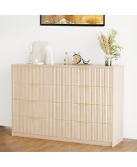 gaomon 8 Drawer Fluted Dresser for Bedroom, 55" Wide Modern Chest of Drawers with Metal Handle, Wood Tv Stand, Large