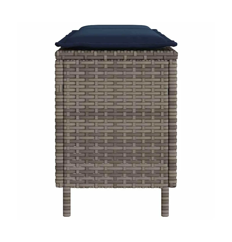 vidaXL Patio Bench with Cushion Gray 43.3"x11.8"x15.9" Poly Rattan
