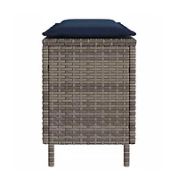 vidaXL Patio Bench with Cushion Gray 43.3"x11.8"x15.9" Poly Rattan