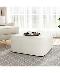Streamdale Furniture Upholstered Square Ottoman, Cream