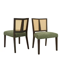 Streamdale Rattan Dining Chair Without Arm(dark brown+green) Set of 2