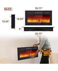 Gaomon 30" Wall Mounted Electric Fireplace Heater, 12 Flame Colors, Timer, Touch Screen, 750/1500W for Living Room
