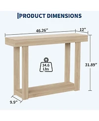 gaomon 46.26" Wood Console Table with Storage, Narrow Sofa Table with Open Shelf, Long Behind Couch Table for Entryway Hallway, Natural