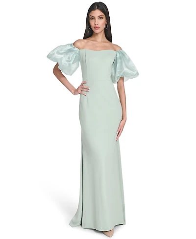 Eliza J Women's Off-The-Shoulder Organza Puff-Sleeve Gown