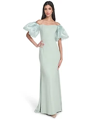Eliza J Women's Off-The-Shoulder Organza Puff-Sleeve Gown