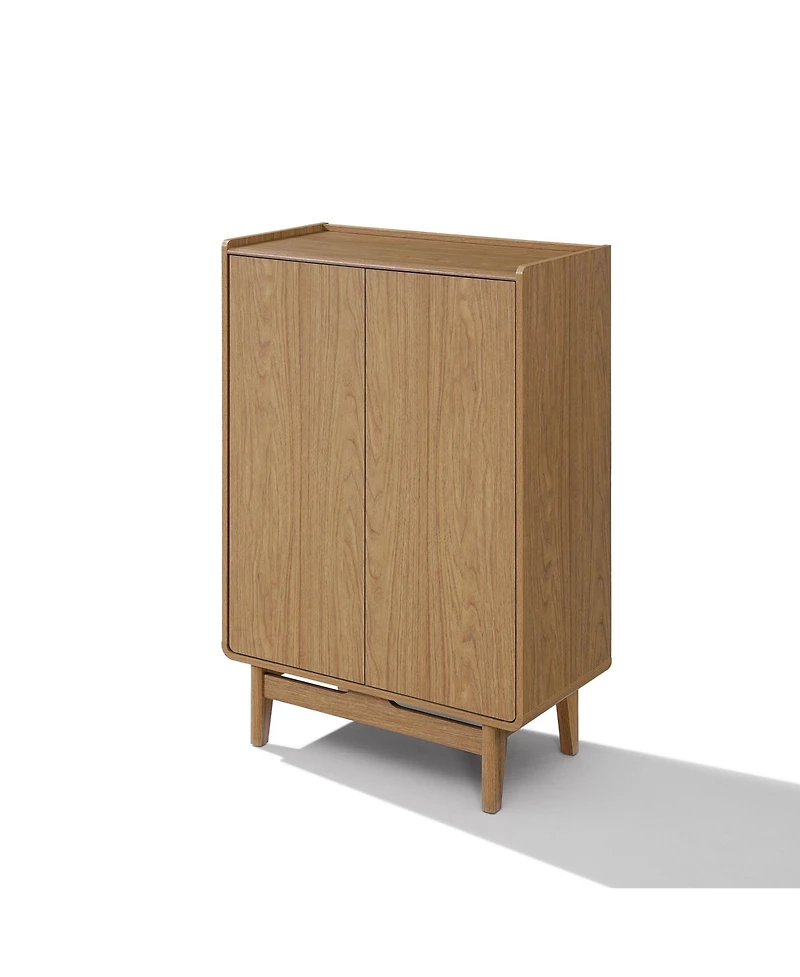 LuxenHome Oak Manufactured Wood 2-Door 31.1" W x 48.7" H Cabinet with Tray Top