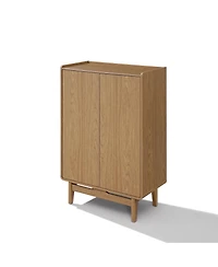 LuxenHome Oak Manufactured Wood 2-Door 31.1" W x 48.7" H Cabinet with Tray Top