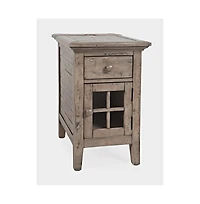 Jofran Rustic Shores Distressed Acacia Usb Charging Chairside End Table