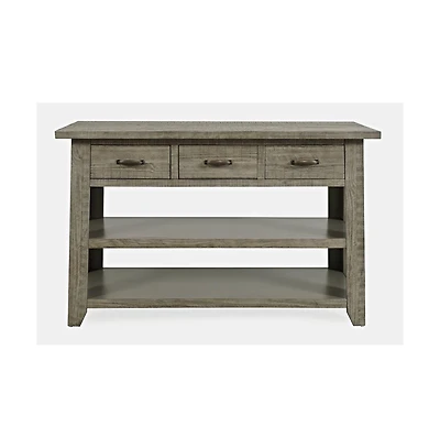 Jofran Rustic Farmhouse Solid Wood 50" Sofa Table with Drawers and Two Shelves
