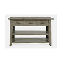 Jofran Rustic Farmhouse Solid Wood 50" Sofa Table with Drawers and Two Shelves