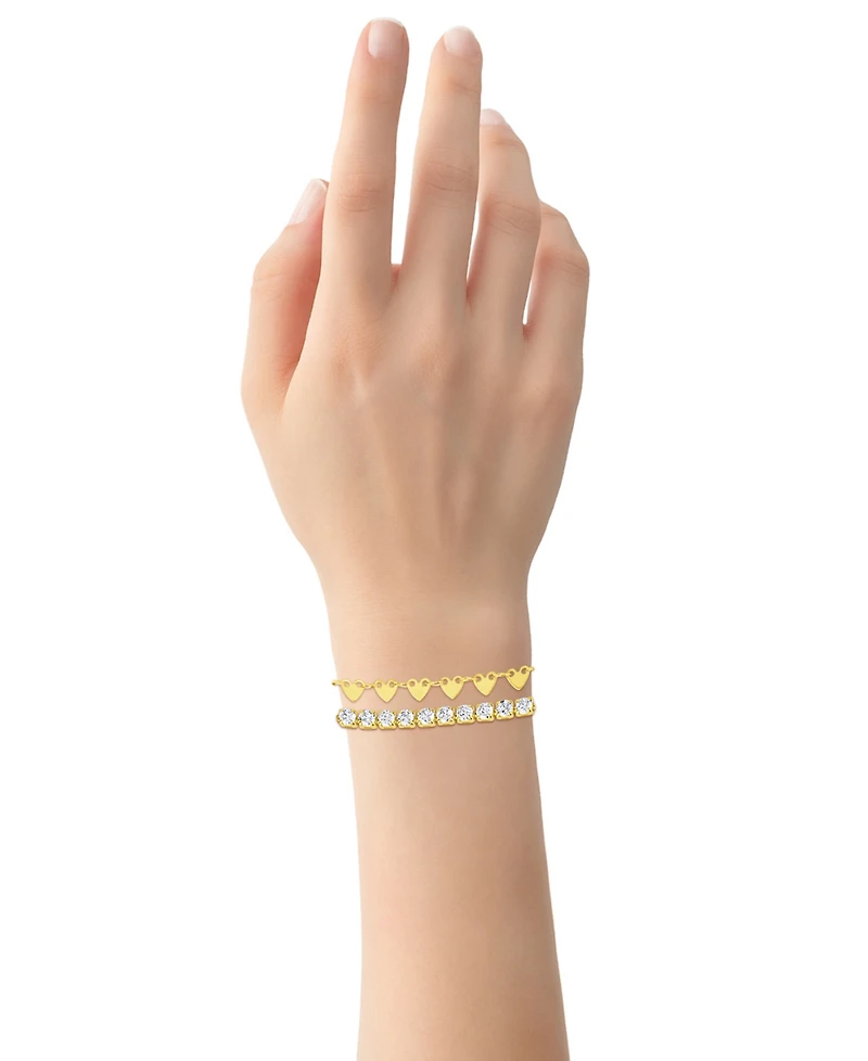 And Now This Cubic Zirconia 18k Gold Plated Brass Chain Duo Bracelet, Macy's Exclusive