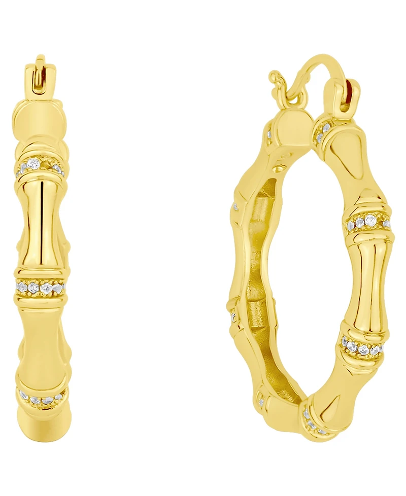 And Now This Cubic Zirconia 18k Gold Plated Brass Hoop Earrings, Macy's Exclusive