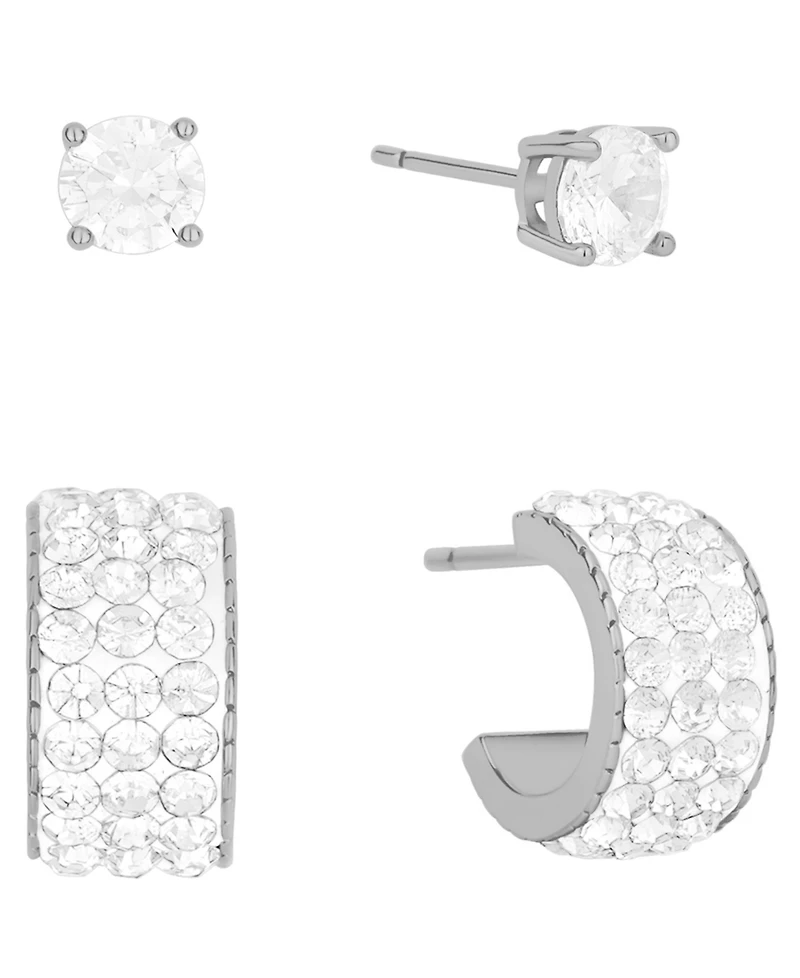 And Now This 2-Pc. Cubic Zirconia 18k Silver Plated Hoop and Stud Earrings Set, Macy's Exclusive