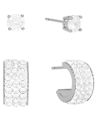 And Now This 2-Pc. Cubic Zirconia 18k Silver Plated Hoop and Stud Earrings Set, Macy's Exclusive