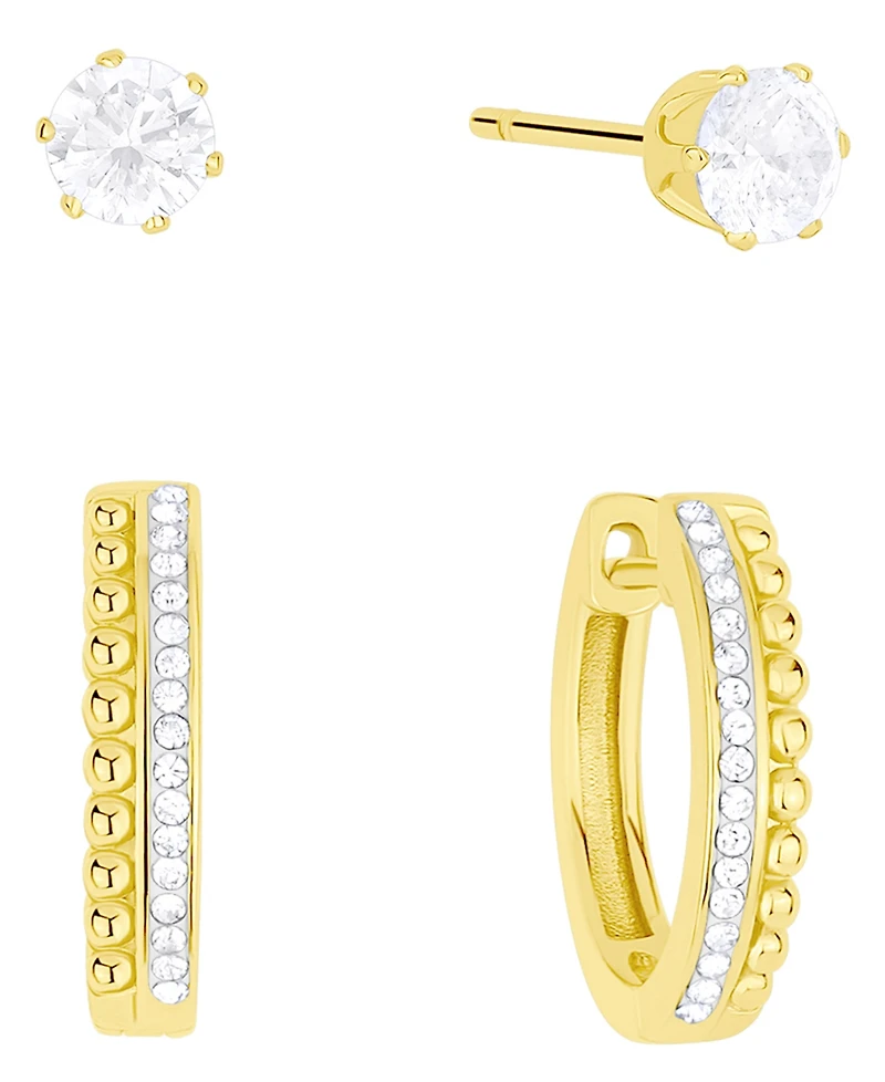 And Now This 2-Pc. Cubic Zirconia 18k Gold-Plated Hoop and Stud Earrings Set, Macy's Exclusive