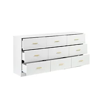 Lovmor Modern 9 Drawer Dresser Golden Handles Waterproof Bedroom Closet Storage Sturdy