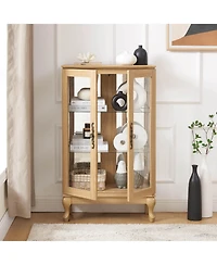 Lovmor Lighted Glass Curio Display Cabinet with Mirrored Back