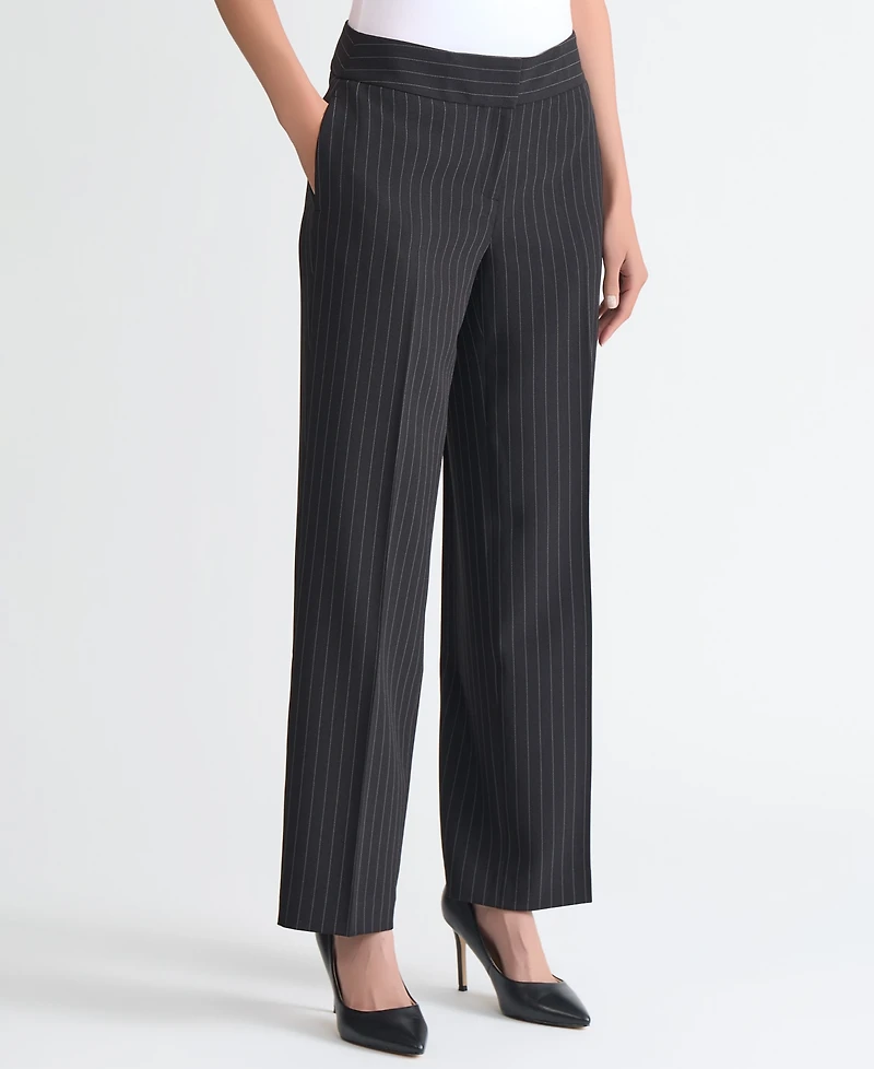 Kasper Women's Pinstripe High-Rise Wide Leg Pants, Regular & Petite