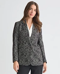 Kasper Women's Floral Ponte Notch-Collar Jacket