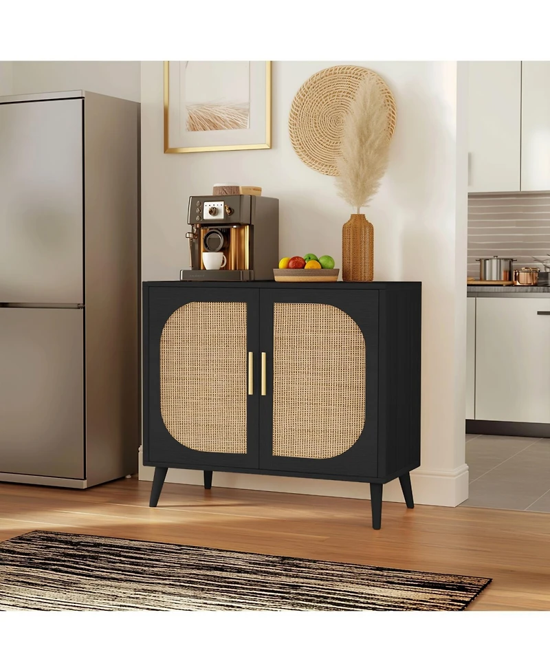 Streamdale Furniture Streamdale Accent Storage Cabinet with 2 Doors, 4 Compartments (Black
