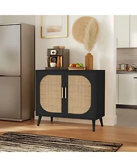 Streamdale Furniture Streamdale Accent Storage Cabinet with 2 Doors, 4 Compartments (Black