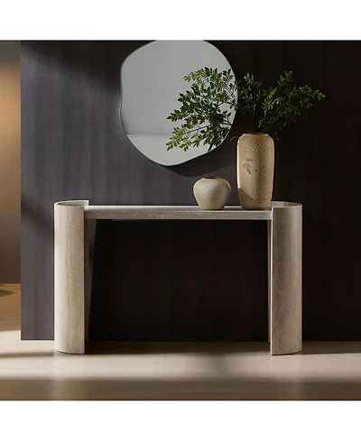 Streamdale Furniture Faux Marble Console Table Narrow Sofa Table Beige