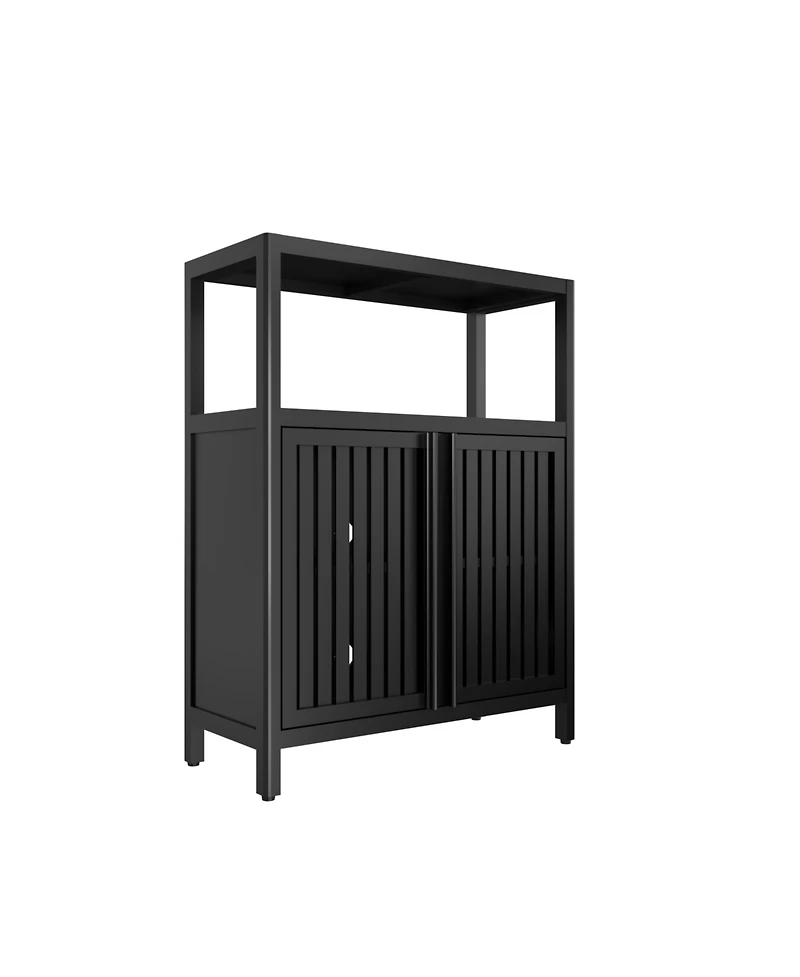 Streamdale Furniture Black Bamboo Storage Cabinet with Shelves