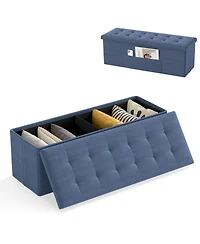 Gymax 43'' Folding Storage Ottoman Bench w/ Removable Divider & Side Pocket Bedroom