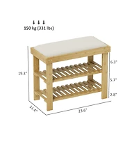 Slickblue Wooden Frame Shoe Organizer with Two Shelves