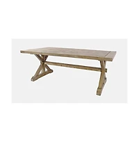 Jofran Carlyle Crossing Modern Rustic Distressed Solid Wood Coffee Table with Trestle