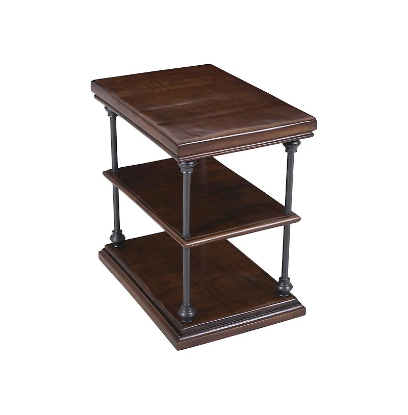 Jofran Larson Modern Industrial Solid Wood Chairside End Table with Storage