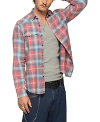 Lucky Brand's Men's Plaid Long-Sleeve Western Shirt