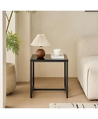 Streamdale Furniture Glass Night Stand with Metal Leg