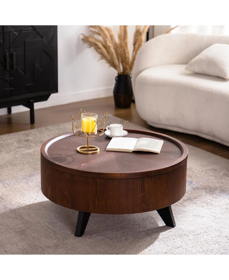 Streamdale Furniture Round Coffee Table with Hidden Storage & Removable Top
