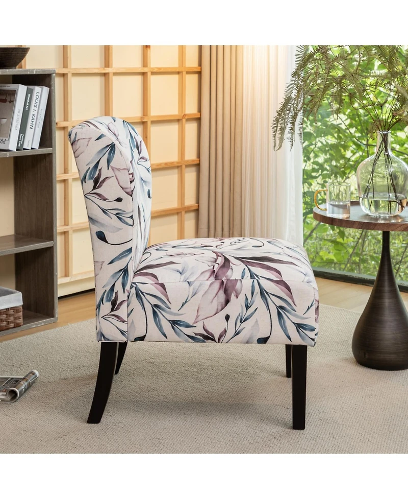 Streamdale Furniture Capa Print Fabric Armless Contemporary Chair, Purple Floral