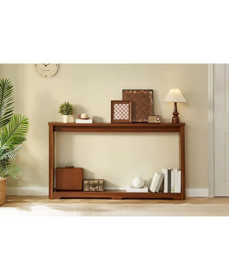 Streamdale Furniture 70" Walnut Console Table - Narrow Sofa/Entryway Table with Corrugated Texture