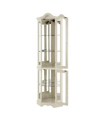 Streamdale Furniture Lighted Corner Curio Cabinet - Tempered Glass - White