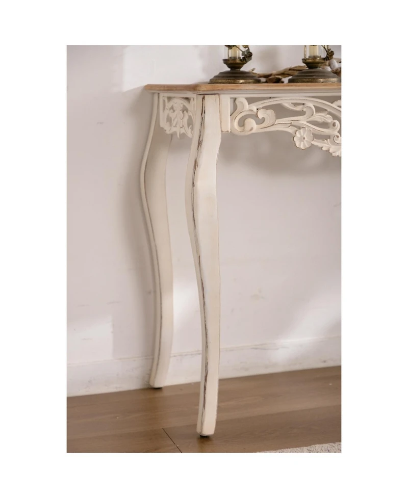 Streamdale Furniture Antique White Carved Console Table