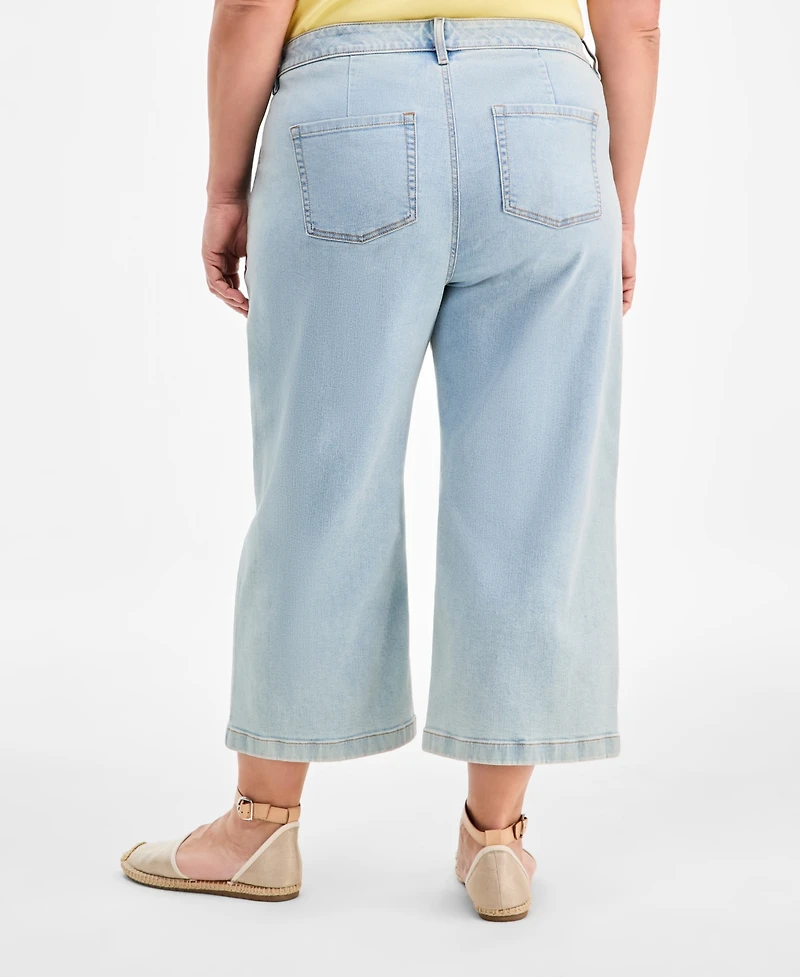 Style & Co Plus Wide-Leg Cropped Jeans, Exclusively at Macy's