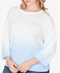 Ruby Rd. Plus Dip Dye Ombre Cotton Pullover Sweater