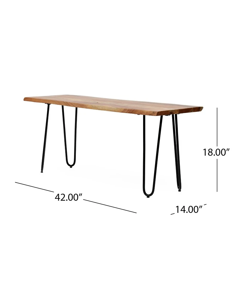 Streamdale Furniture Modern Industrial Acacia Wood Dining Bench